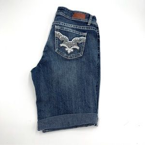 VGS Denim For All Time Mid Rise Dark Denim Jean Shorts Size 12